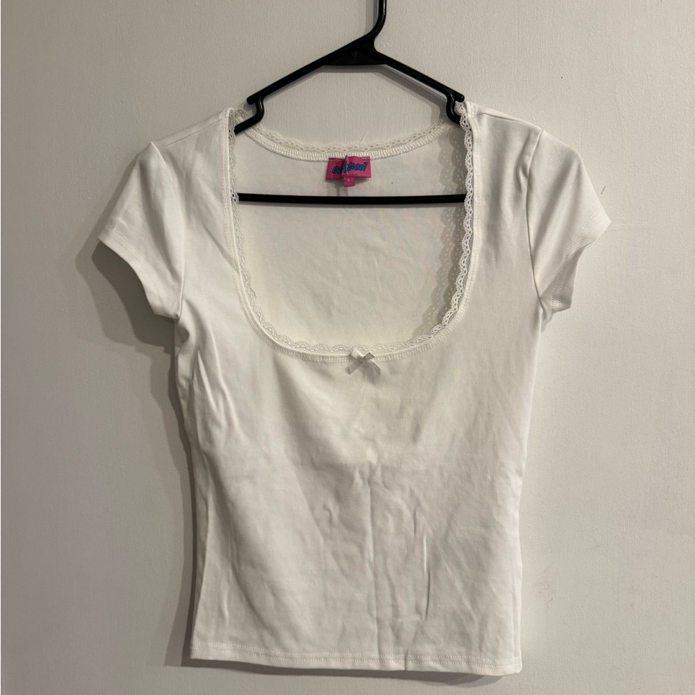 Elegant White Lace Trim Top